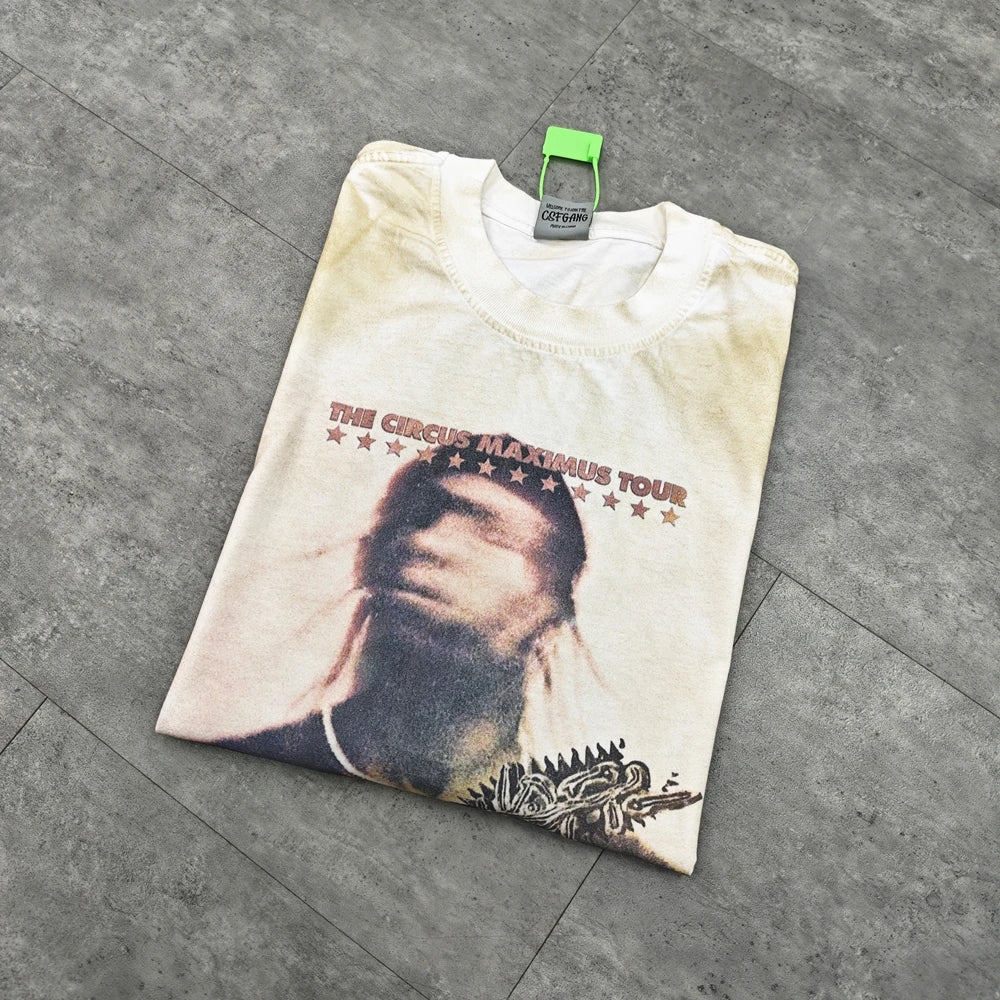 Yao Fashion Men's Vintage Casual Graphic Print Short Sleeve Baggy T-Shirt - Unisex Streetwear Collection